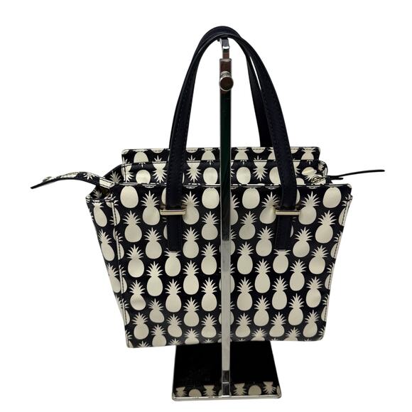 Kate Spade New York Cedar Street Pineapples Hayden Handbag Tote Black White - Picture 2 of 16
